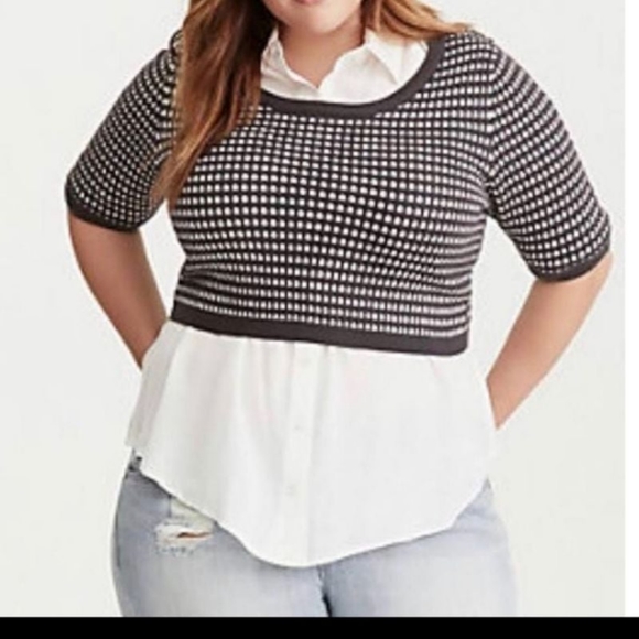 torrid Sweaters - Torrid Jacquard Cropped Polka Dot Sweater